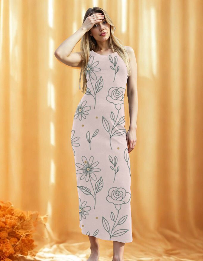 Pink Floral Bodycon Dress