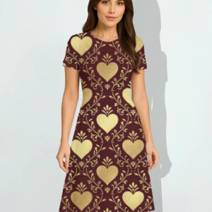 Golden Heart Butis Maroon A line Dress